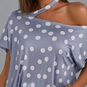 ON SALE NWT LAST ONE- Polka Dot Casual Round Neckline Short Blouse